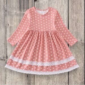 New Boutique Girls Blush Peach Colored Heart Dress